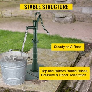 Antique Hand Water Pump Stand Pitcher Pump Stand Cast Iron Well Pump Stand with Pre-set 13 mm(0.5") Holes for Easy Installation Old Fashion Pitcher Hand Pump Stand for Home Yard Pond Garden Outdoo...