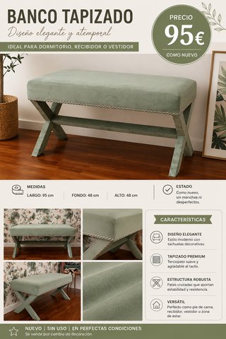 Elegante banco de diseño verde agua
