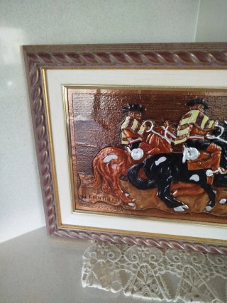 Quadro in Ottone Cesellato Artigianale Cavalli