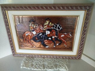 Quadro in Ottone Cesellato Artigianale Cavalli