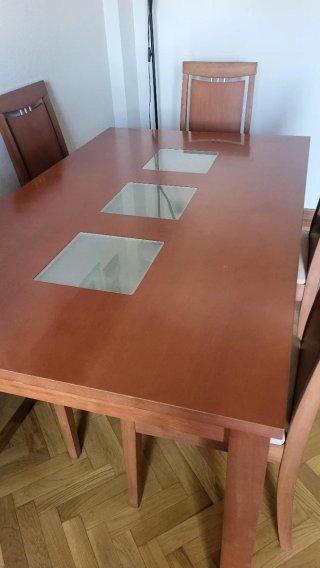 Mesa de comedor madera y cristal