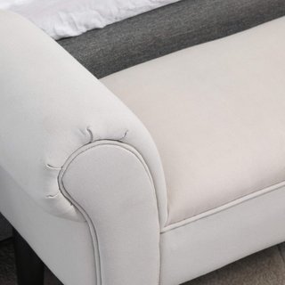 Banco Zapatero Con Brazos Enrollados, Banco Tapizado para Entrada, Mezcla Gris Blanco, 102X36X51Cm