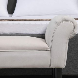 Banco Zapatero Con Brazos Enrollados, Banco Tapizado para Entrada, Mezcla Gris Blanco, 102X36X51Cm
