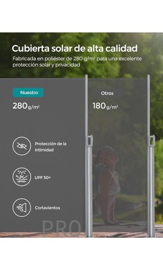 Toldo Lateral de Aluminio, Extensible, 160 x 300