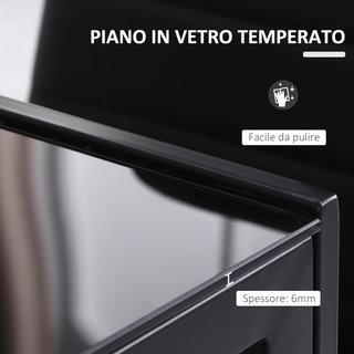 Mesa Rectangular Para 4 Personas para Cocina y Sala de Estar, Mesa Moderna de Metal y Vidrio Templado, 120X60X75 Cm, Negra