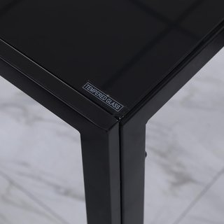 Mesa Rectangular Para 4 Personas para Cocina y Sala de Estar, Mesa Moderna de Metal y Vidrio Templado, 120X60X75 Cm, Negra