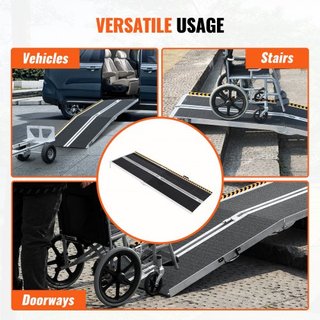 Rampa de Silla de Ruedas Portátil, 243.8 cm Capacidad de 363 kg, Rampa de Umbral Plegable de Aluminio Antideslizante, Rampa Plegable para Scooter de Movilidad, Rampa para Silla de Ruedas, Rampa pa...