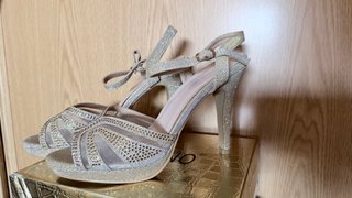 Zapatos de fiesta dorados y plateados
