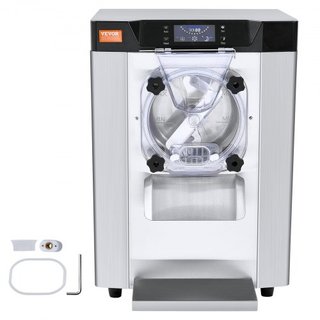 Máquina de Helados Comercial, Rendimiento de 12 L/H, Fabricante de Helados Duro de Sabor Único de Encimera de 1295W, Cilindro de Acero Inoxidable de 4.5L, Panel LED de Limpieza Automática Pre-enfr...