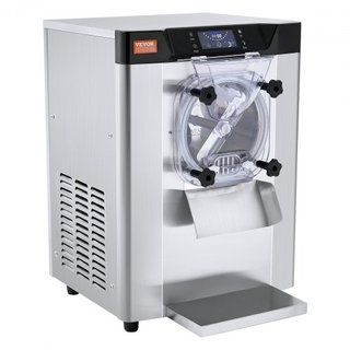Máquina de Helados Comercial, Rendimiento de 12 L/H, Fabricante de Helados Duro de Sabor Único de Encimera de 1295W, Cilindro de Acero Inoxidable de 4.5L, Panel LED de Limpieza Automática Pre-enfr...
