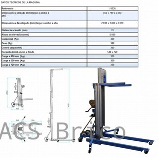Apilador Manual Aluminio 5000 Kg - 5000 mm - 10538