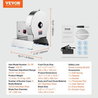 Cortadora de Verduras Eléctrica, Máquina de Cortar Comercial Ajustable de 0-0.5"/0-12mm, Convertible a Manual, Máquina Cortadora de Alimentos de Acero Inoxidable, para Papa, Limón, Tomate, Manzana