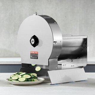Cortadora de Verduras Eléctrica, Máquina de Cortar Comercial Ajustable de 0-0.5"/0-12mm, Convertible a Manual, Máquina Cortadora de Alimentos de Acero Inoxidable, para Papa, Limón, Tomate, Manzana