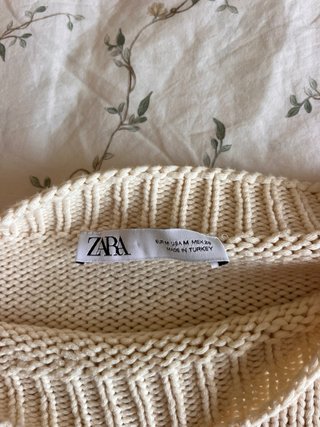 Jersey Zara Rayas Beige y Negro