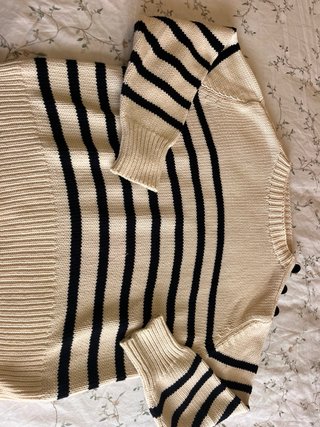 Jersey Zara Rayas Beige y Negro