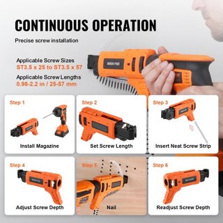 Pistola de Tornillos para Drywall Auto-Alimentada, Kit de Pistola de Tornillos para Drywall Sin Cable de 20V Max, 4200RPM, con 2 Paquetes de Batería, Cargador, Clip de Cintura, Bolsa de Herramient...