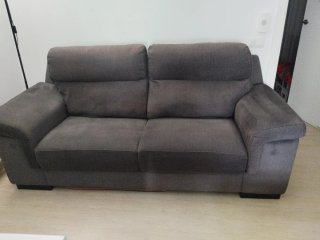 Sofá 3 plazas tela gris