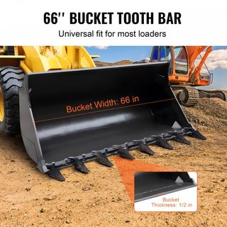 Barra de Dientes para Cubo, 66'', Barra de Cubo de Tractor de Alta Resistencia con 8 Dientes para Tractor Cargador Skidsteer, Capacidad de Carga de 4560 lbs Diseño Atornillado, para Excavación Efi...