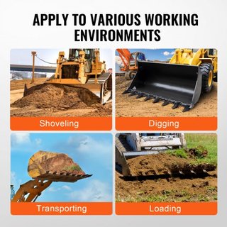 Barra de Dientes para Cubo, 66'', Barra de Cubo de Tractor de Alta Resistencia con 8 Dientes para Tractor Cargador Skidsteer, Capacidad de Carga de 4560 lbs Diseño Atornillado, para Excavación Efi...