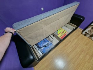 Sofá Cama 3 Plazas Tela y Piel