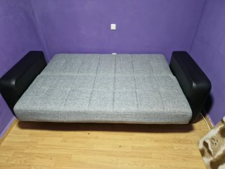 Sofá Cama 3 Plazas Tela y Piel