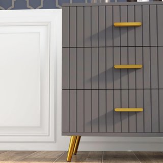 Cómoda Moderna de 3 Cajones y Antivuelco, Mueble de Cómoda de Madera y Aluminio, 60X40X71.5 Cm, Oro y Gris Oscuro