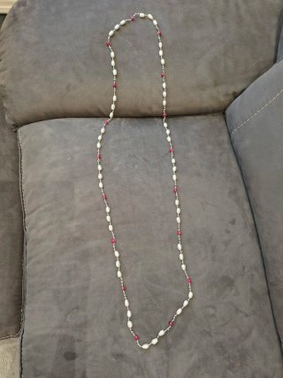 Collana perle naturali acqua dolce e pietre rosa