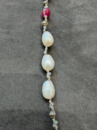 Collana perle naturali acqua dolce e pietre rosa