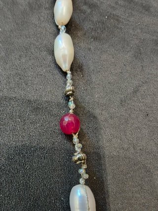 Collana perle naturali acqua dolce e pietre rosa