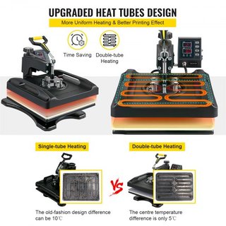 Máquina de Prensa Térmica 15 x 15 Pulgadas 360° Rotación Swing Away Prensa Térmica Negra 5 En 1 Máquina de Impresión de Camisetas 5 En 1 Prensa Térmica 1000W Máquina de Sublimación Calentamiento d...