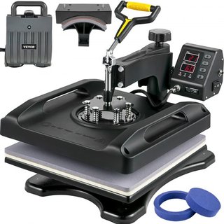 Máquina de Prensa Térmica 15 x 15 Pulgadas 360° Rotación Swing Away Prensa Térmica Negra 5 En 1 Máquina de Impresión de Camisetas 5 En 1 Prensa Térmica 1000W Máquina de Sublimación Calentamiento d...