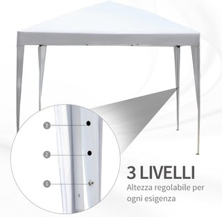 Toldo Plegable Con Cuerdas Y Estacas De Jardín Tejido Oxford 2.95X2.95M Blanco