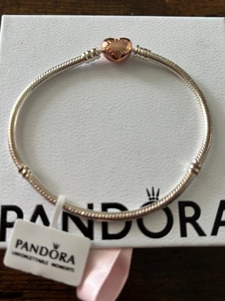 Pulsera Pandora 20cm Cierre Corazón Oro Rosa