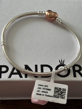 Pulsera Pandora 20cm Cierre Corazón Oro Rosa