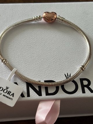 Pulsera Pandora 20cm Cierre Corazón Oro Rosa