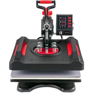 Máquina de Prensa Térmica 38.1x38.1 cm Rotación 360° Swing Away Prensa Térmica Roja 5 En 1 Máquina de Impresión de Camisetas 5 En 1 Prensa Térmica 1000W Máquina de Sublimación Calentamiento de Dob...
