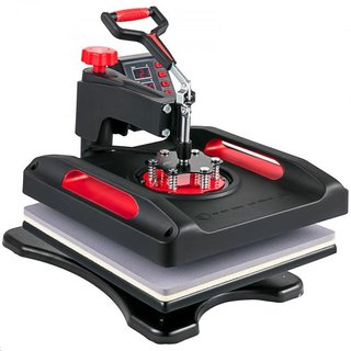 Máquina de Prensa Térmica 38.1x38.1 cm Rotación 360° Swing Away Prensa Térmica Roja 5 En 1 Máquina de Impresión de Camisetas 5 En 1 Prensa Térmica 1000W Máquina de Sublimación Calentamiento de Dob...