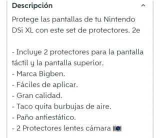Nuevo. Protector Pantalla DSi XL