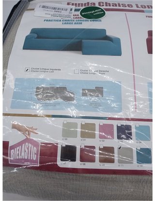 Eysa Funda de sofá bielástica para Chaise Longue con el Brazo Largo Lado Izquierdo Vista Frontal Color Lino diseño Harlem