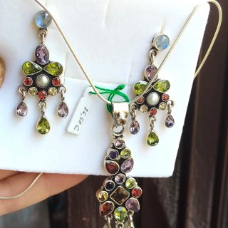 Conjunto Plata 925 Colgante y Pendientes