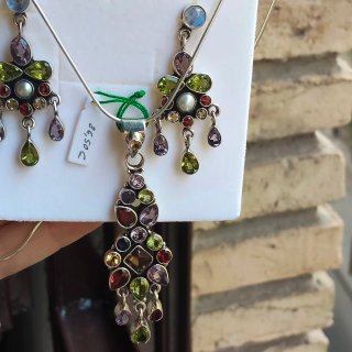 Conjunto Plata 925 Colgante y Pendientes