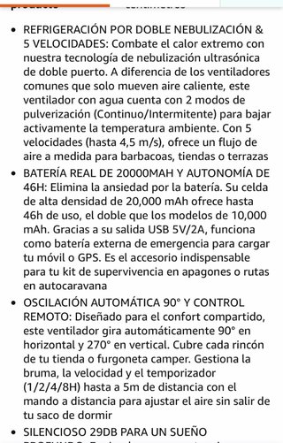 Ventilador Camping OUTACT LED 20000mAh Recargable
