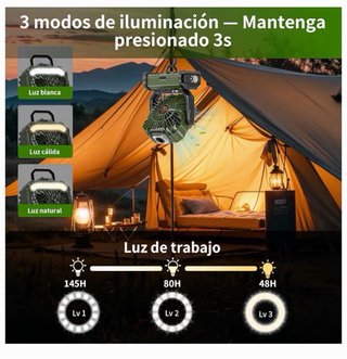 Ventilador Camping OUTACT LED 20000mAh Recargable