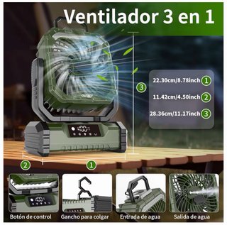 Ventilador Camping OUTACT LED 20000mAh Recargable