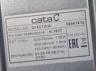Placa de Gas Cata Negra