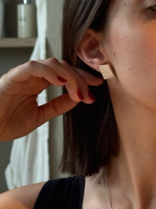 Conjunto de Plata Collar y Pendientes Cuadrados