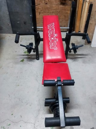 Panca Weider rossa Panca per pesi completa di pesi