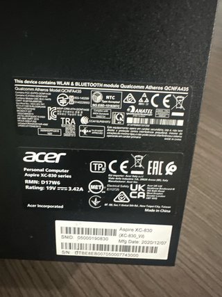 PC Acer Aspire Negro XC-830 Series