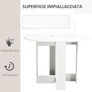 Mesa Plegable de Comedor con 2 Alas, Mesa de Comedor Extensible de Madera Ahorra Espacio para Cocina y Sala de Estar, 104X76X73.7 Cm, Blanca