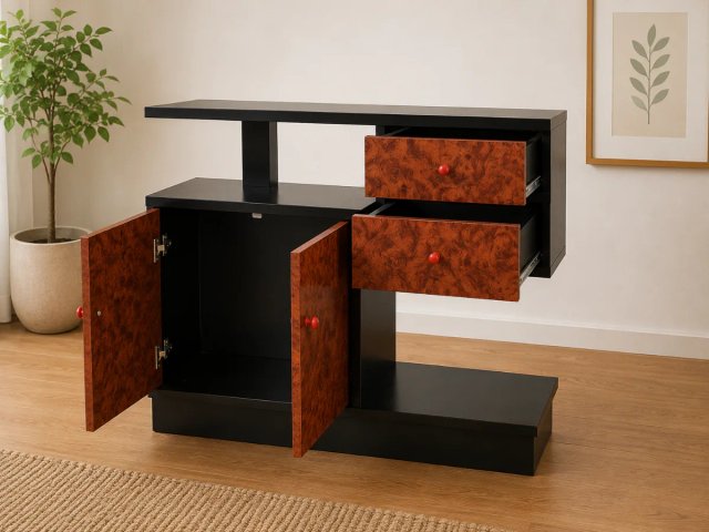 Aparador moderno negro y madera